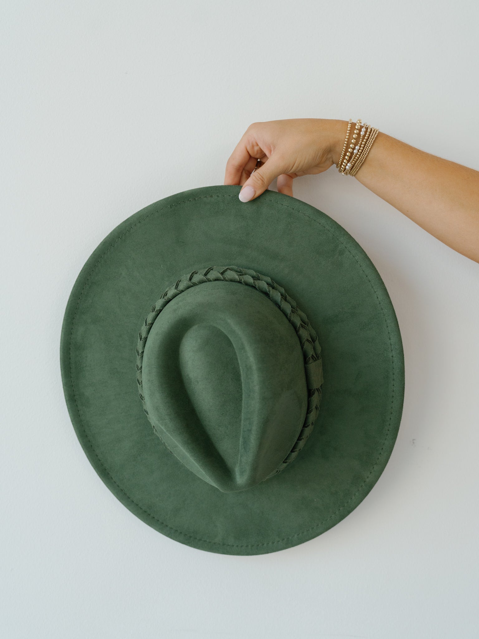 Hat with Braid Band - Olive