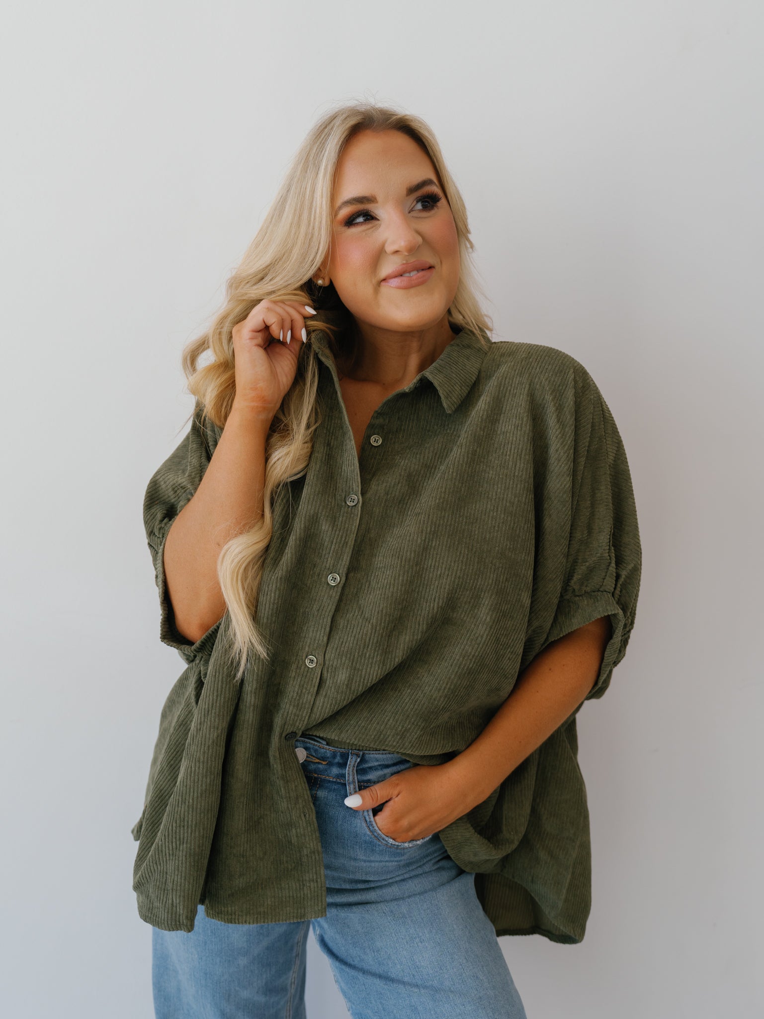 Raelynn Corduroy Top - Olive