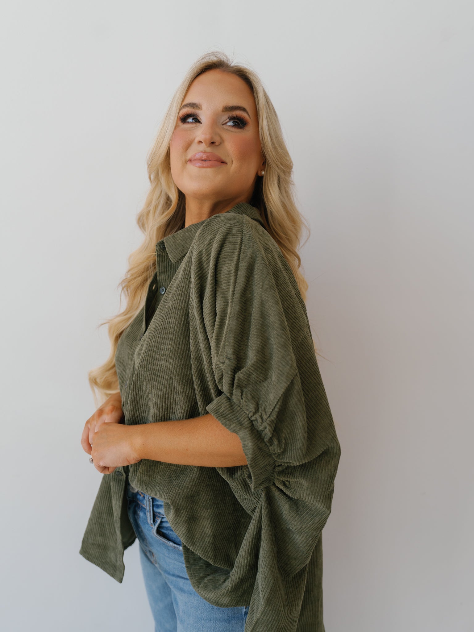 Raelynn Corduroy Top - Olive