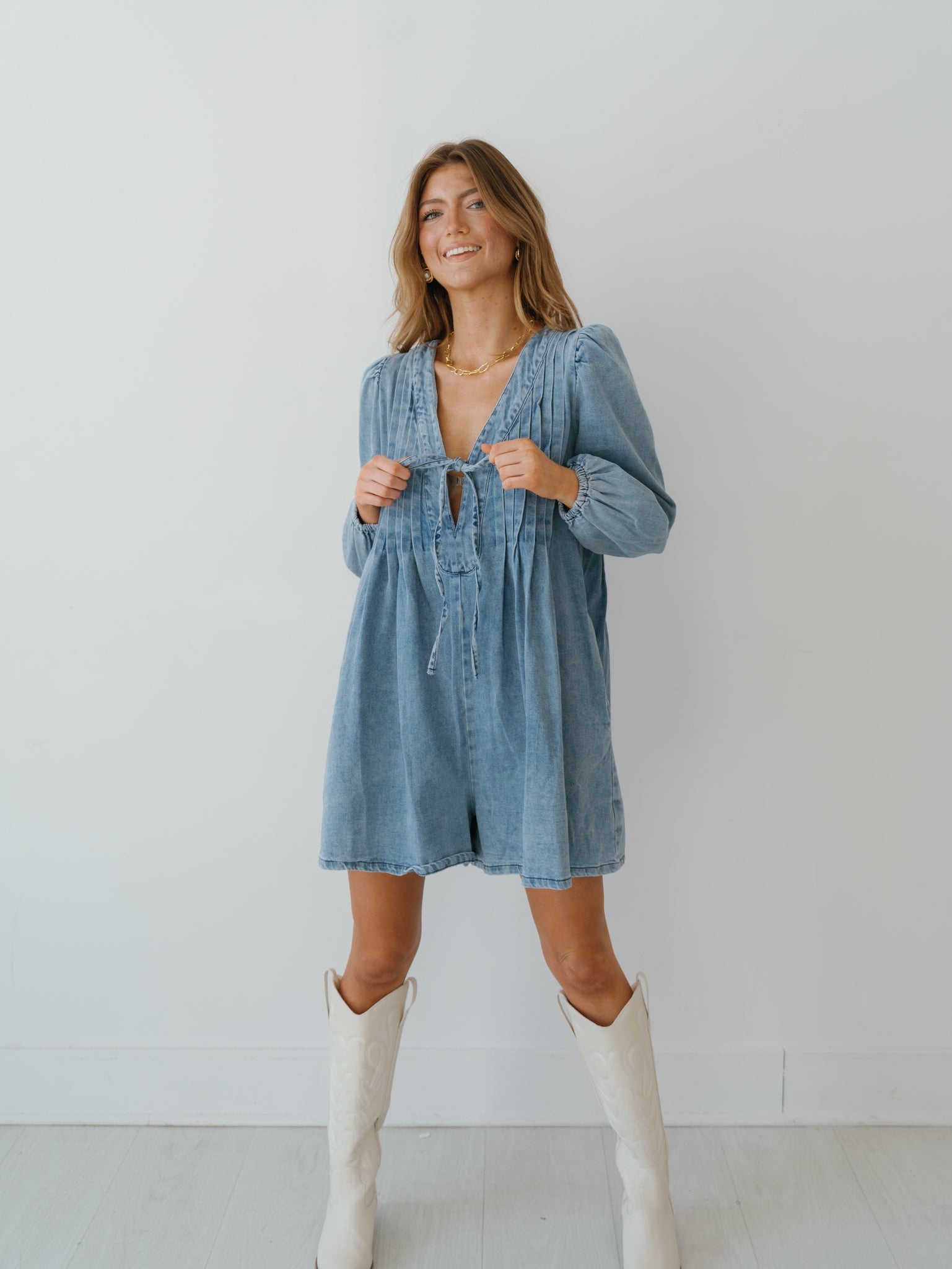 Liberty Romper - Medium Wash