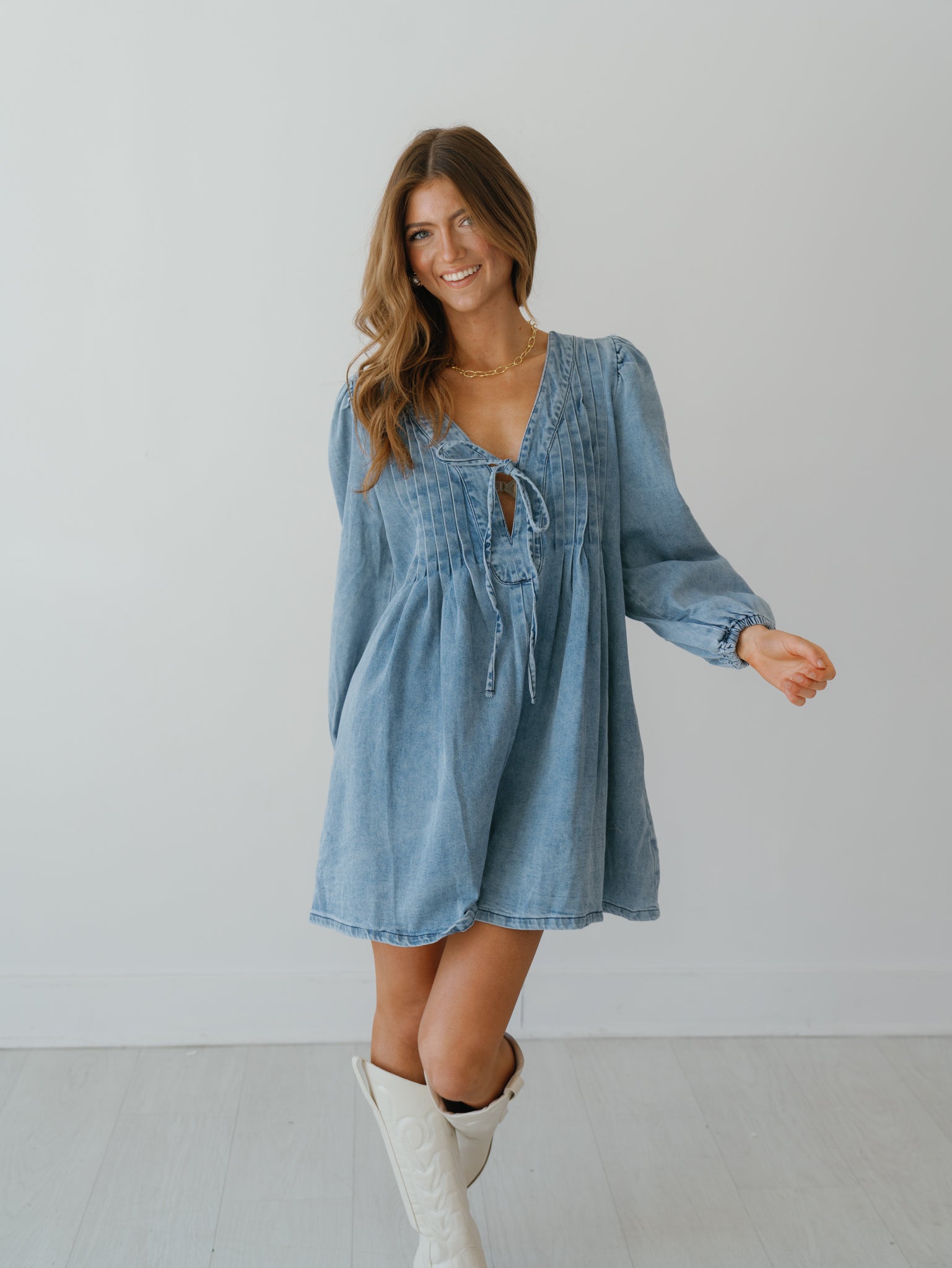 Liberty Romper - Medium Wash