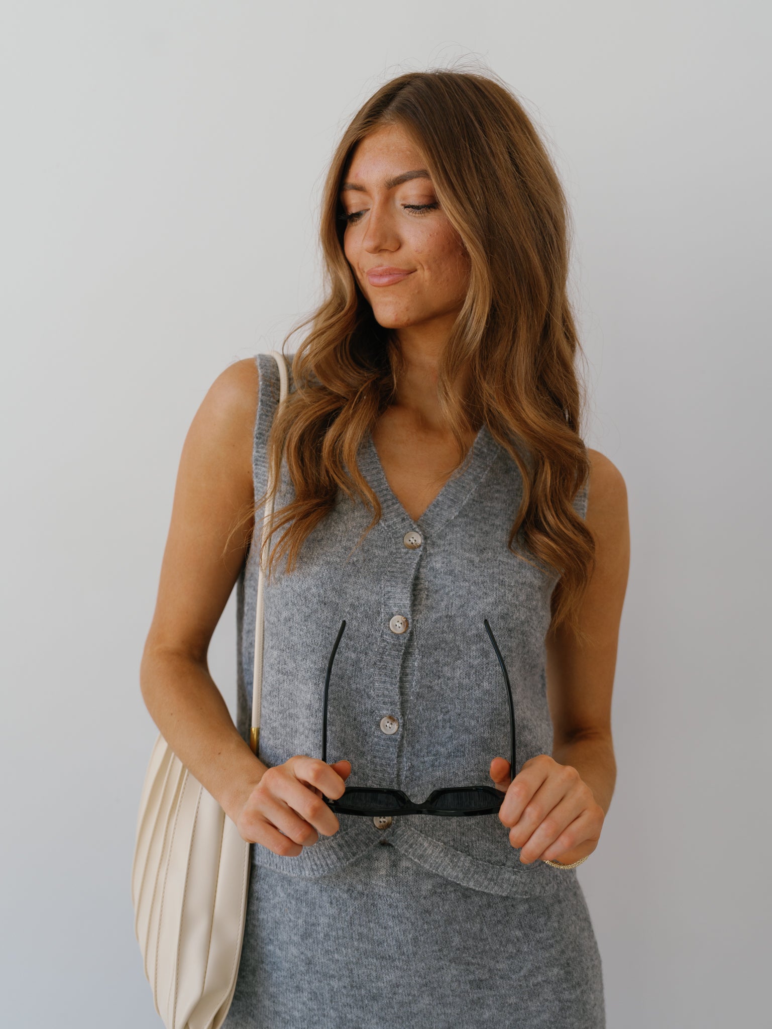 Alyson Sweater Vest - H. Grey