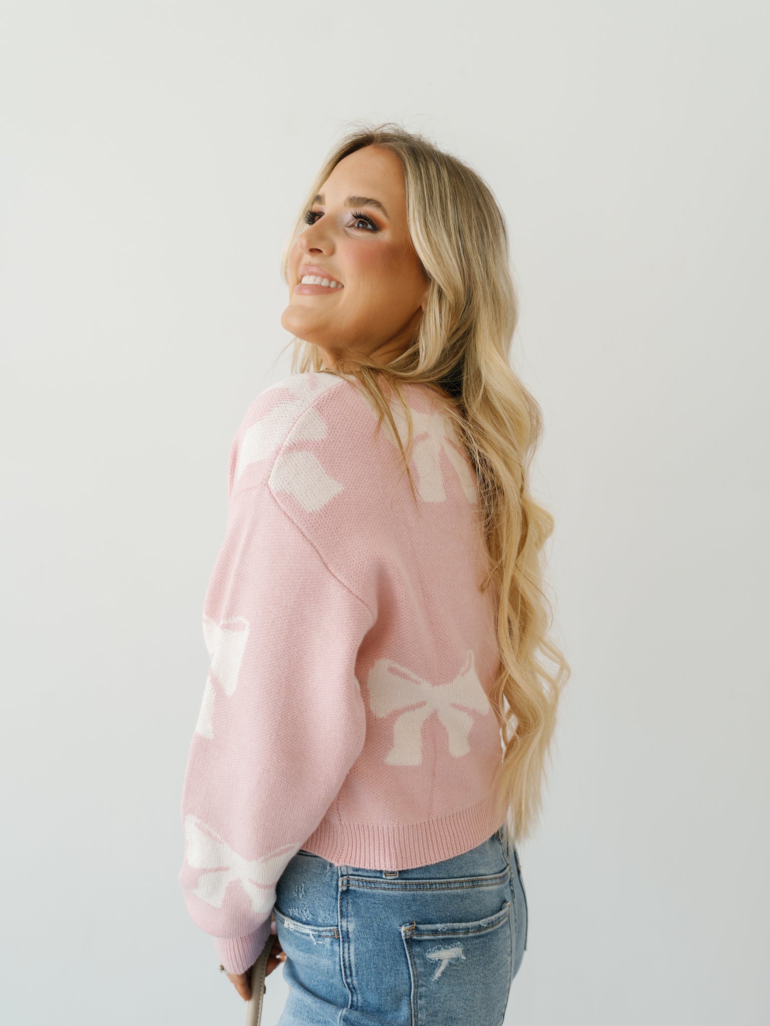 Berlin Cropped Sweater - Pink/White