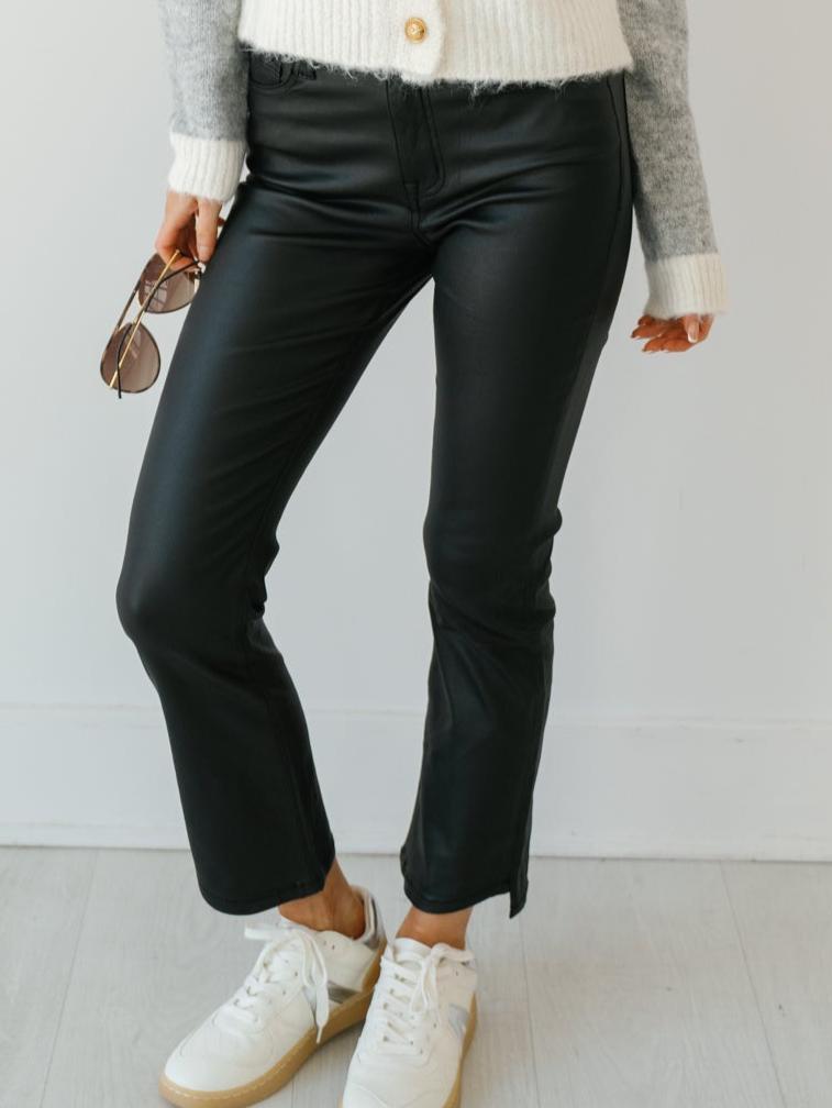 Chandler High Rise Crop Flare Leather Pants