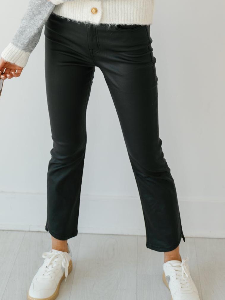 Chandler High Rise Crop Flare Leather Pants