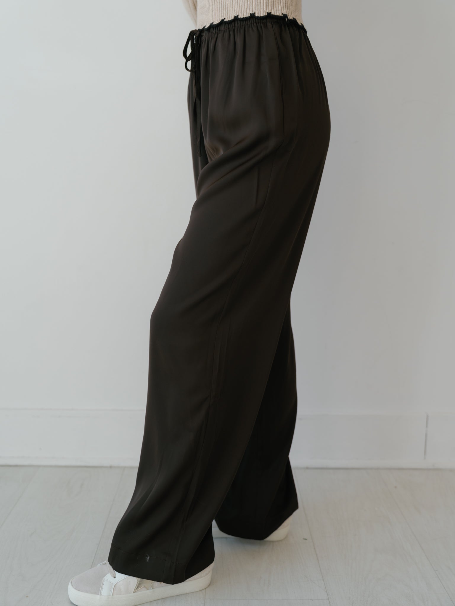 Amber Satin Pants - Espresso