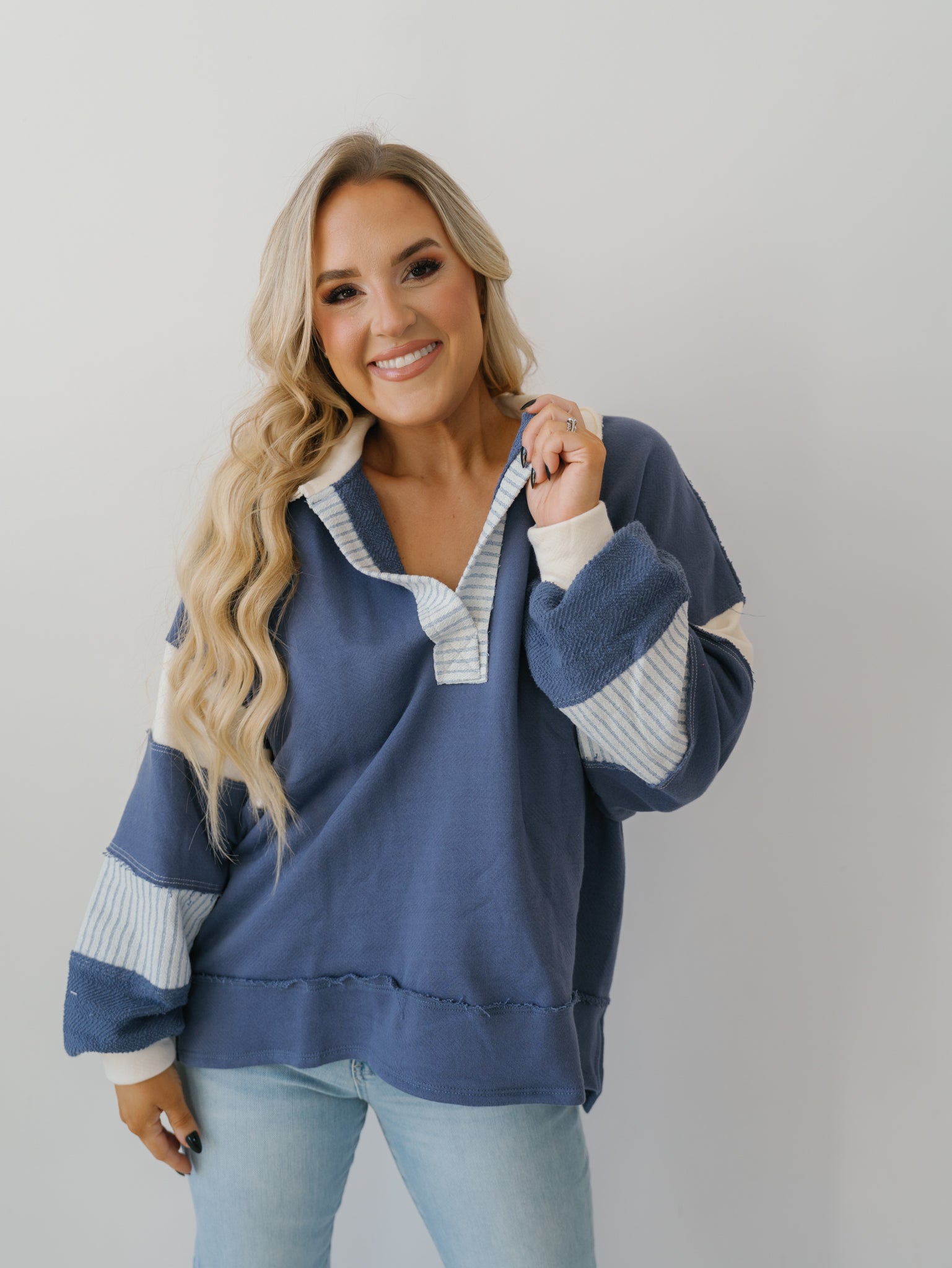 Friend Of A Friend Top - Navy/Cream