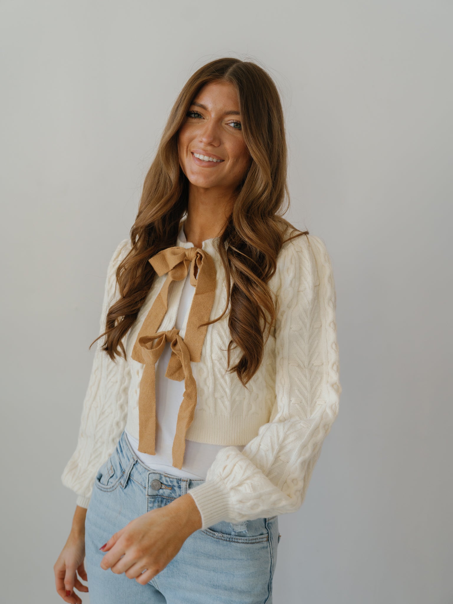 Cassidy Cardigan - Cream/Brown